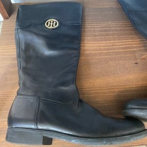 Women's Tommy Hilfiger Black Leather Riding Boots, Size 8